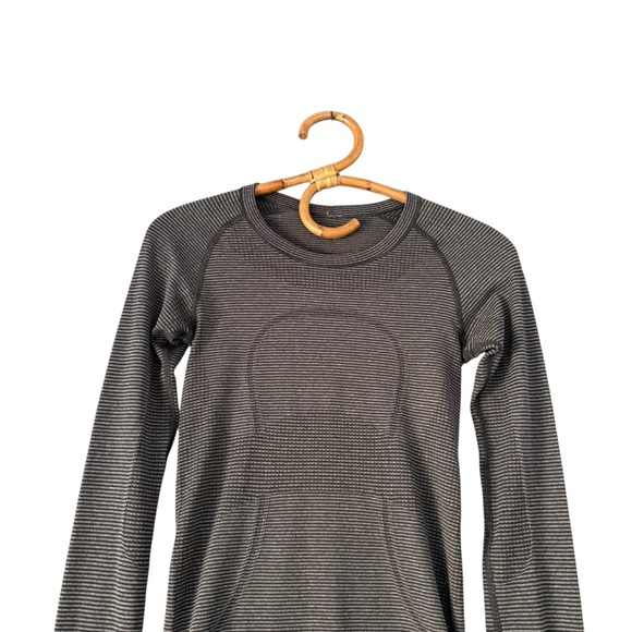 Lululemon | Swiftly Tech Long Sleeve Crew Tonka Stripe Heathered Black Size 2 - Picture 4 of 12